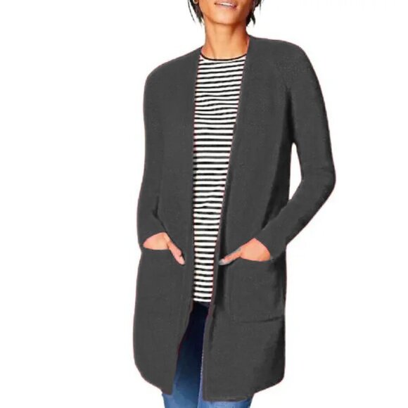 J. Jill Open Front Longer Cardigan Sweater Gray Extra Small - Picture 1 of 12